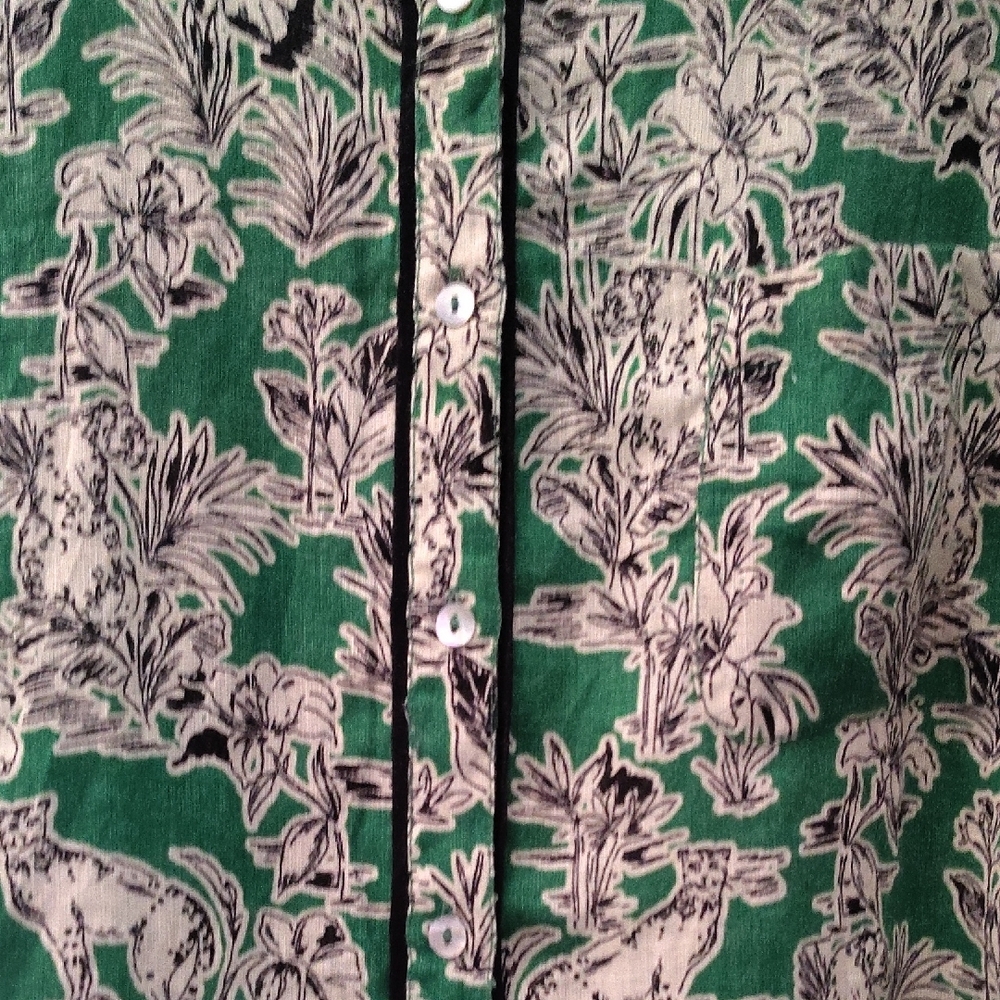 C&C‎ California Green Floral Blouse Size Xl - Picture 6 of 14
